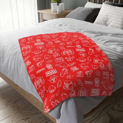 'Horse Market' Signature Adult Graphic Pattern - Red Novelty Microfiber Blanket
