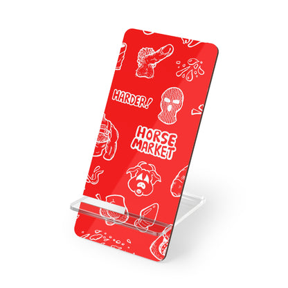 "HORSE MARKET" Patterned Mobile Display - Red Graphic Smartphone Stand