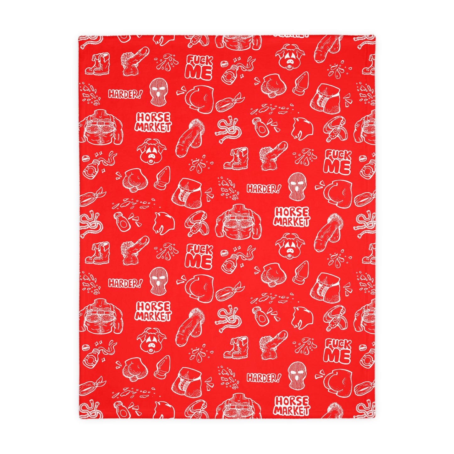 'Horse Market' Signature Adult Graphic Pattern - Red Novelty Microfiber Blanket