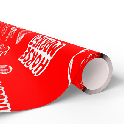 Edgy Red Pattern Gift Wrap, Provocative Icons | Horse Market Wrapping Paper