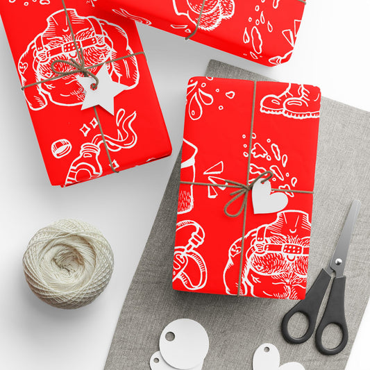 Edgy Red Pattern Gift Wrap, Provocative Icons | Horse Market Wrapping Paper
