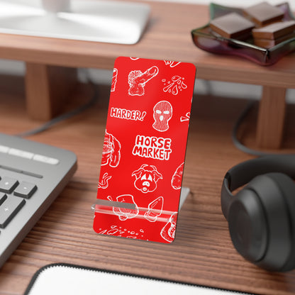"HORSE MARKET" Patterned Mobile Display - Red Graphic Smartphone Stand