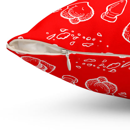 Horse Market Signature Red Graphic Throw Pillow — Bold N/doodle Pattern