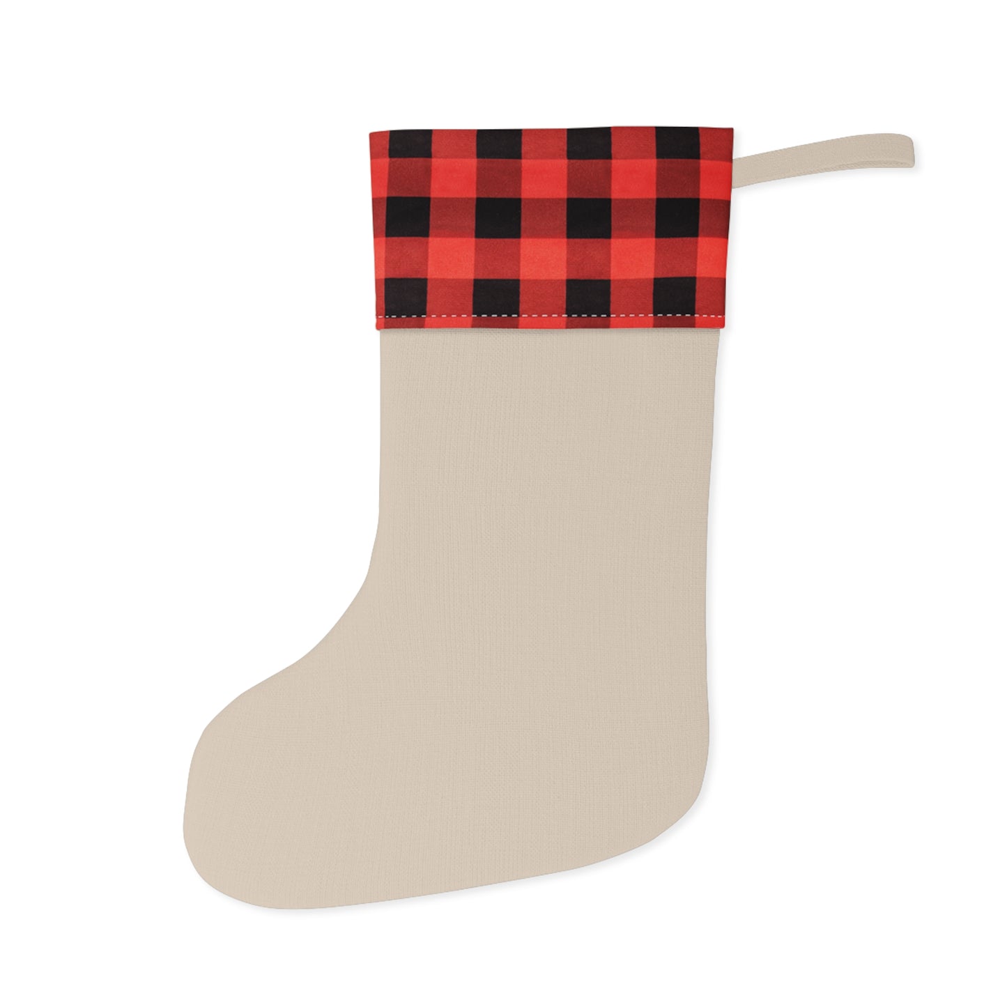 Adult Christmas Stocking — Red Buffalo Plaid Cuff with 'Horse Market' & Naughty Doodles