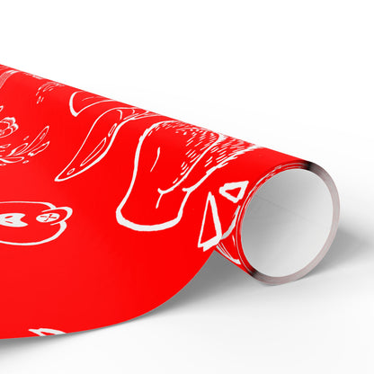 Edgy Red Pattern Gift Wrap, Provocative Icons | Horse Market Wrapping Paper