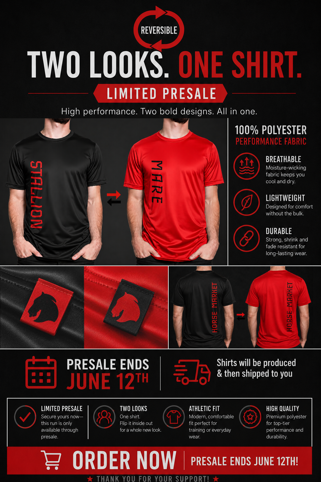 HorseMarket Reversable Stallion/Mare Shirt! / PRESALE!