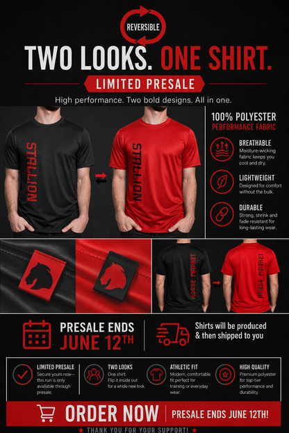 HorseMarket Reversable Stallion/Stallion Shirt! / PRESALE!